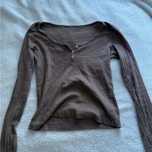 Brandy Melville Chocolate Brown Long Sleeve Top